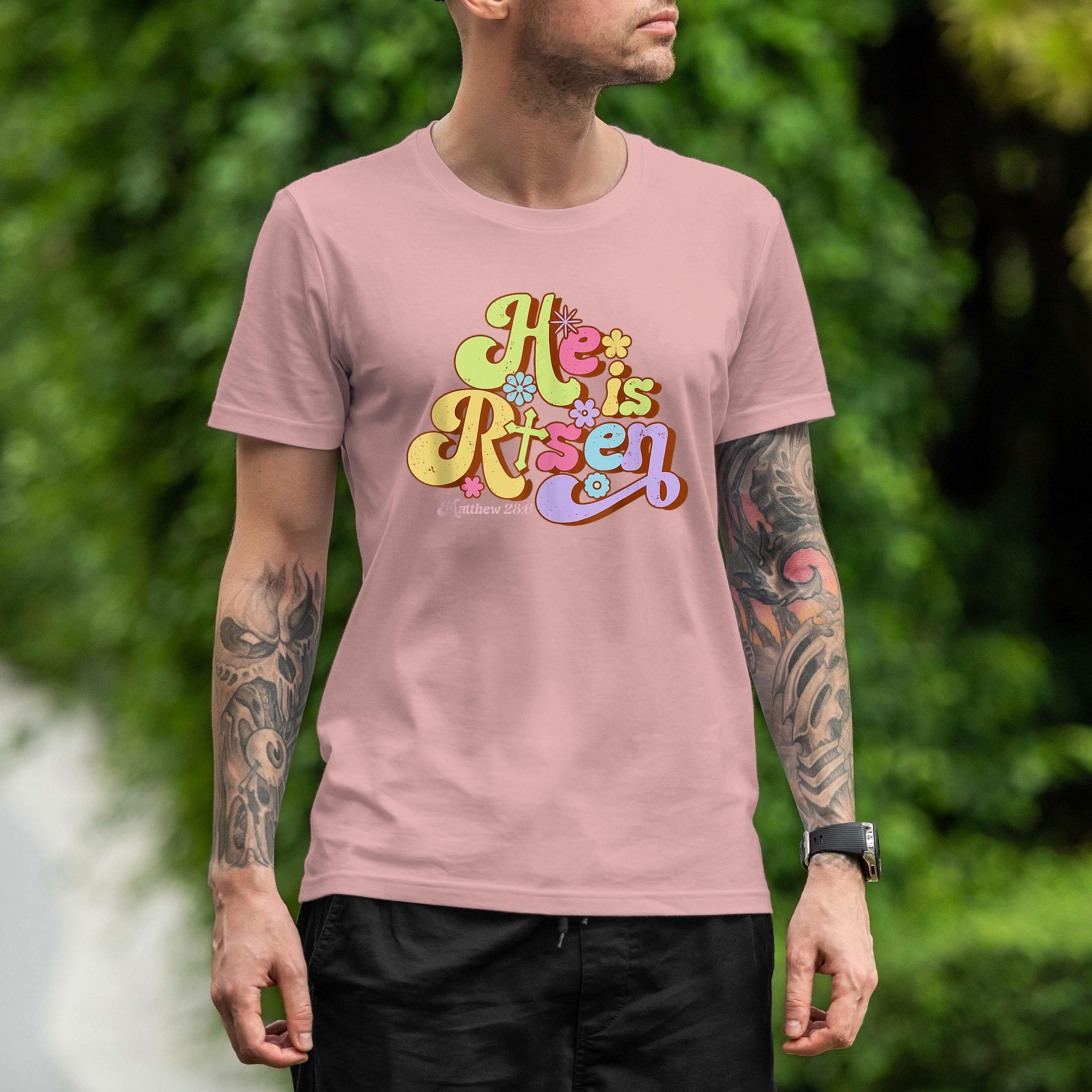 Easter Christian He Is Risen Groovy Retro Men Women Kids Shirt 